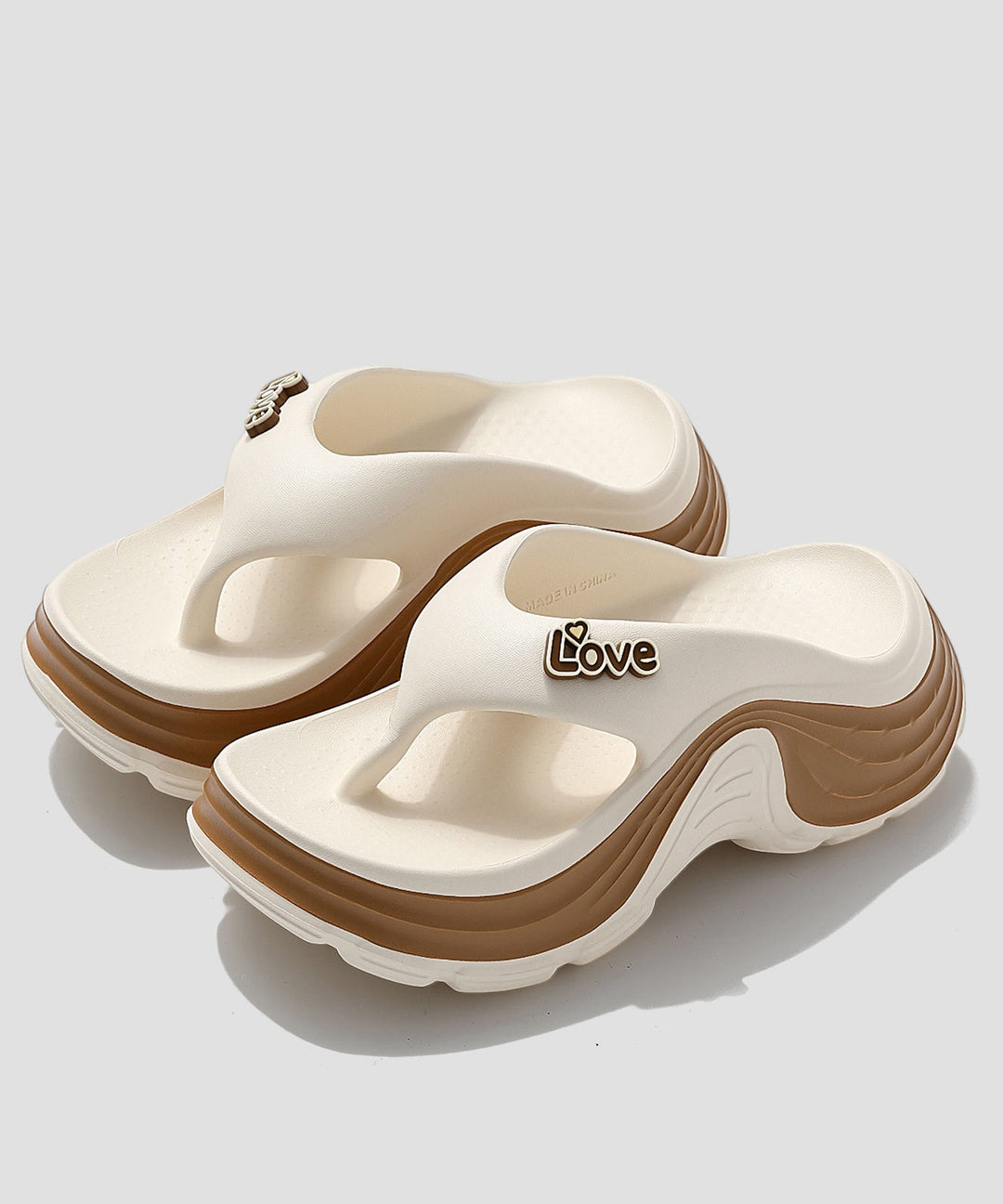 Fashion Peep Toe Platform Pink Splicing Flip Flops