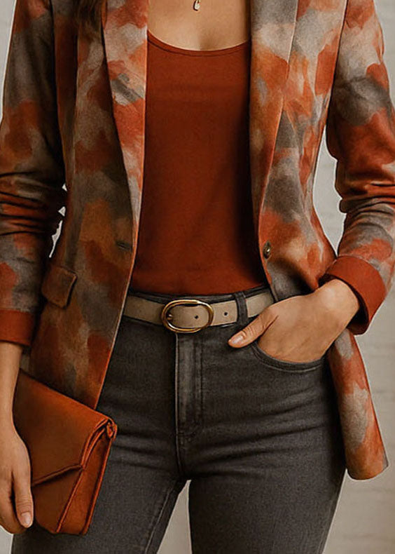 Fashion Peter Pan Collar Print Cotton Suit Coat Fall