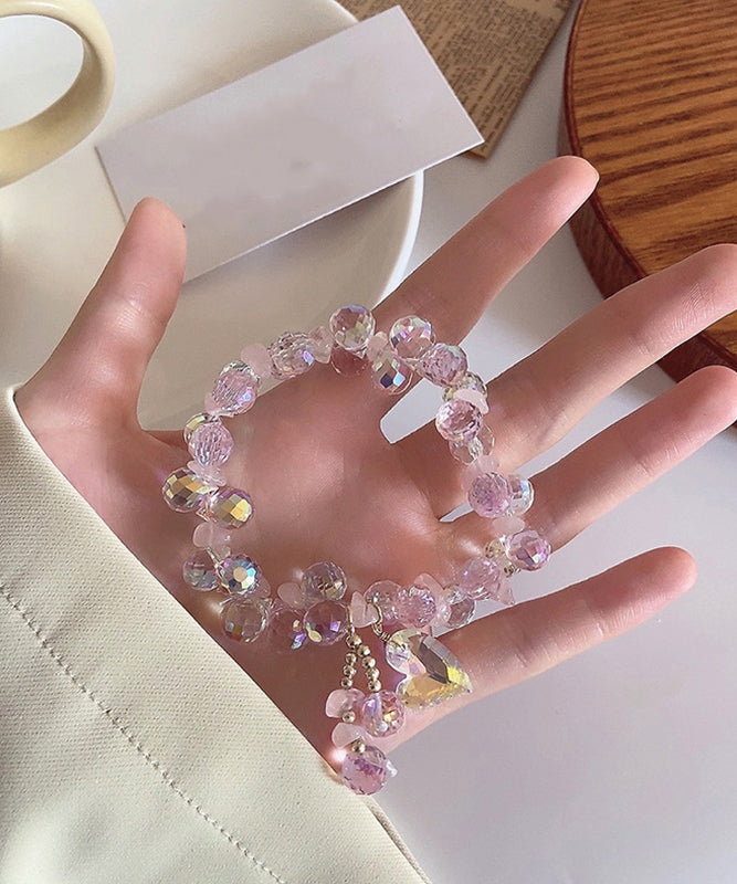 Fashion Pink Alloy Crystal Charm Bracelet