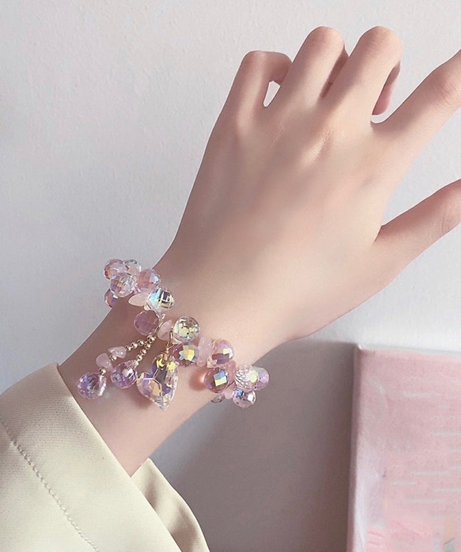 Fashion Pink Alloy Crystal Charm Bracelet