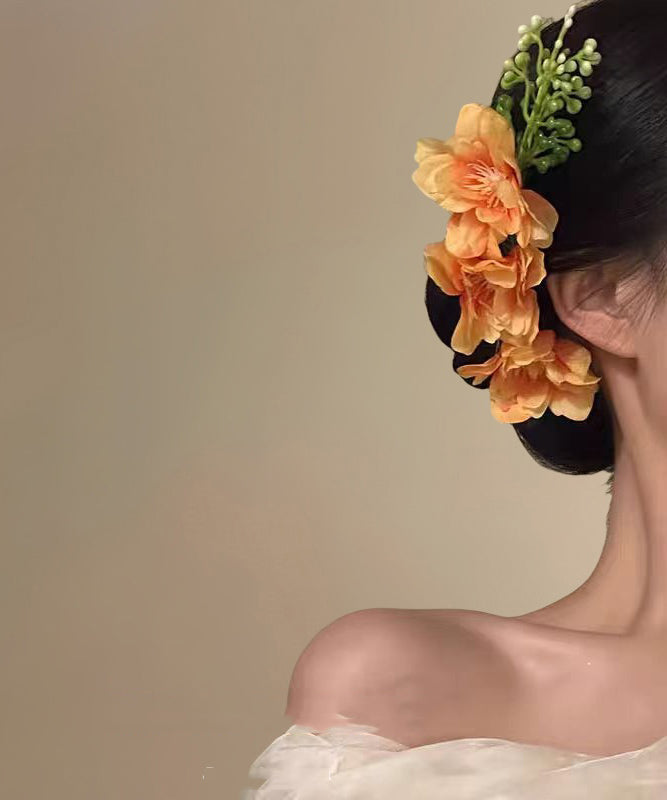 Fashion Pink Alloy Fabric Floral Hairpin