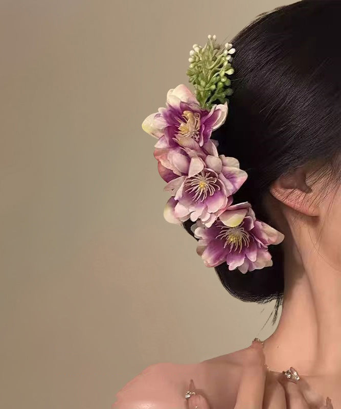 Fashion Pink Alloy Fabric Floral Hairpin
