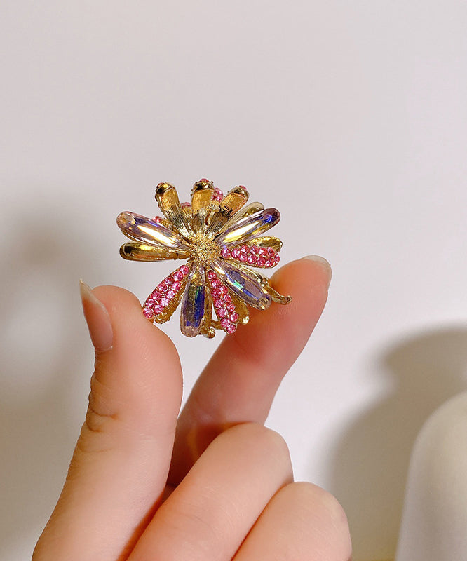 Fashion Pink Alloy Zircon Cat's Eye Stone Daisy Hairpin