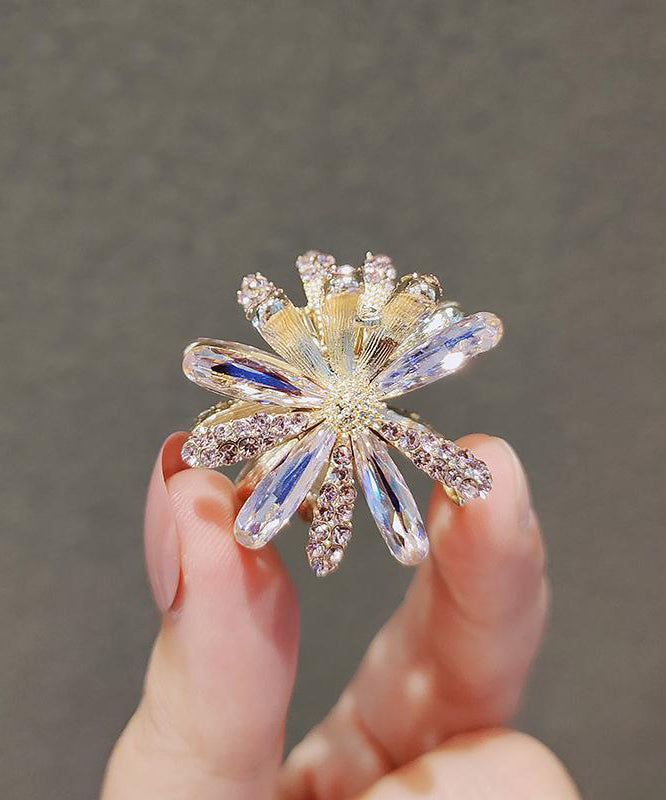 Fashion Pink Alloy Zircon Cat's Eye Stone Daisy Hairpin
