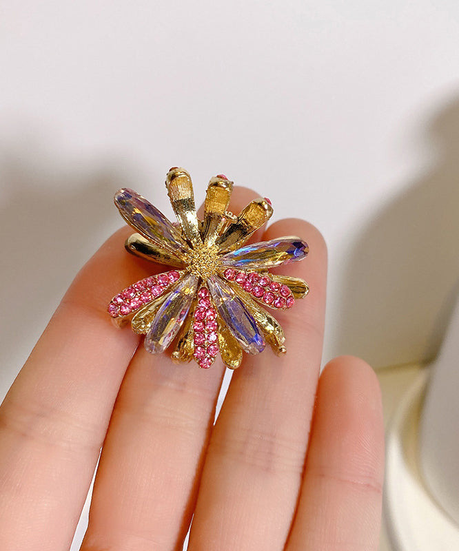 Fashion Pink Alloy Zircon Cat's Eye Stone Daisy Hairpin
