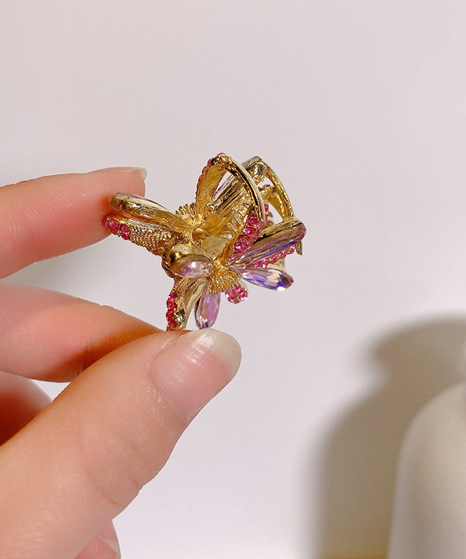Fashion Pink Alloy Zircon Cat's Eye Stone Daisy Hairpin