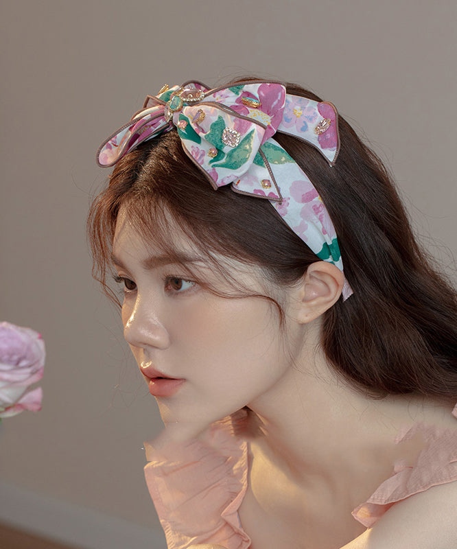 Fashion Pink Alloy Zircon Crystal Bow Hairpin