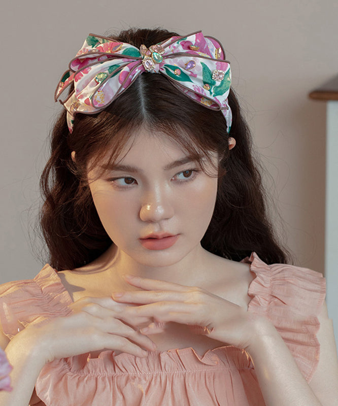 Fashion Pink Alloy Zircon Crystal Bow Hairpin