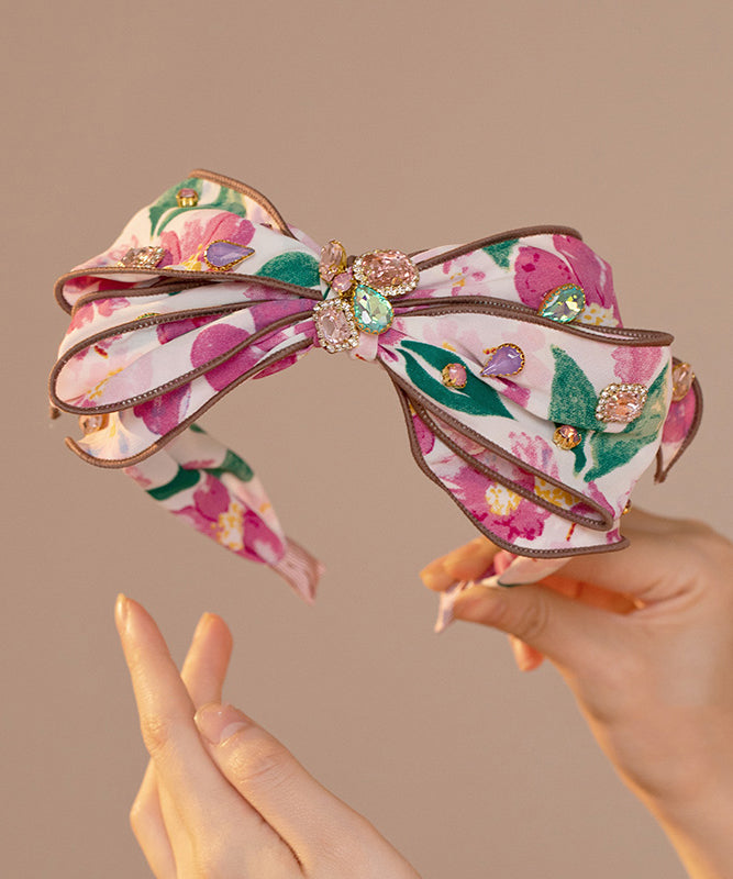 Fashion Pink Alloy Zircon Crystal Bow Hairpin