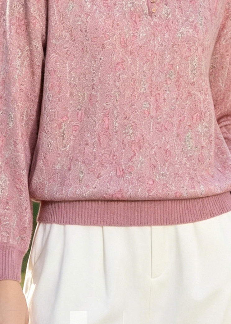 Fashion Pink Peter Pan Collar Print Cotton Shirt Top Summer