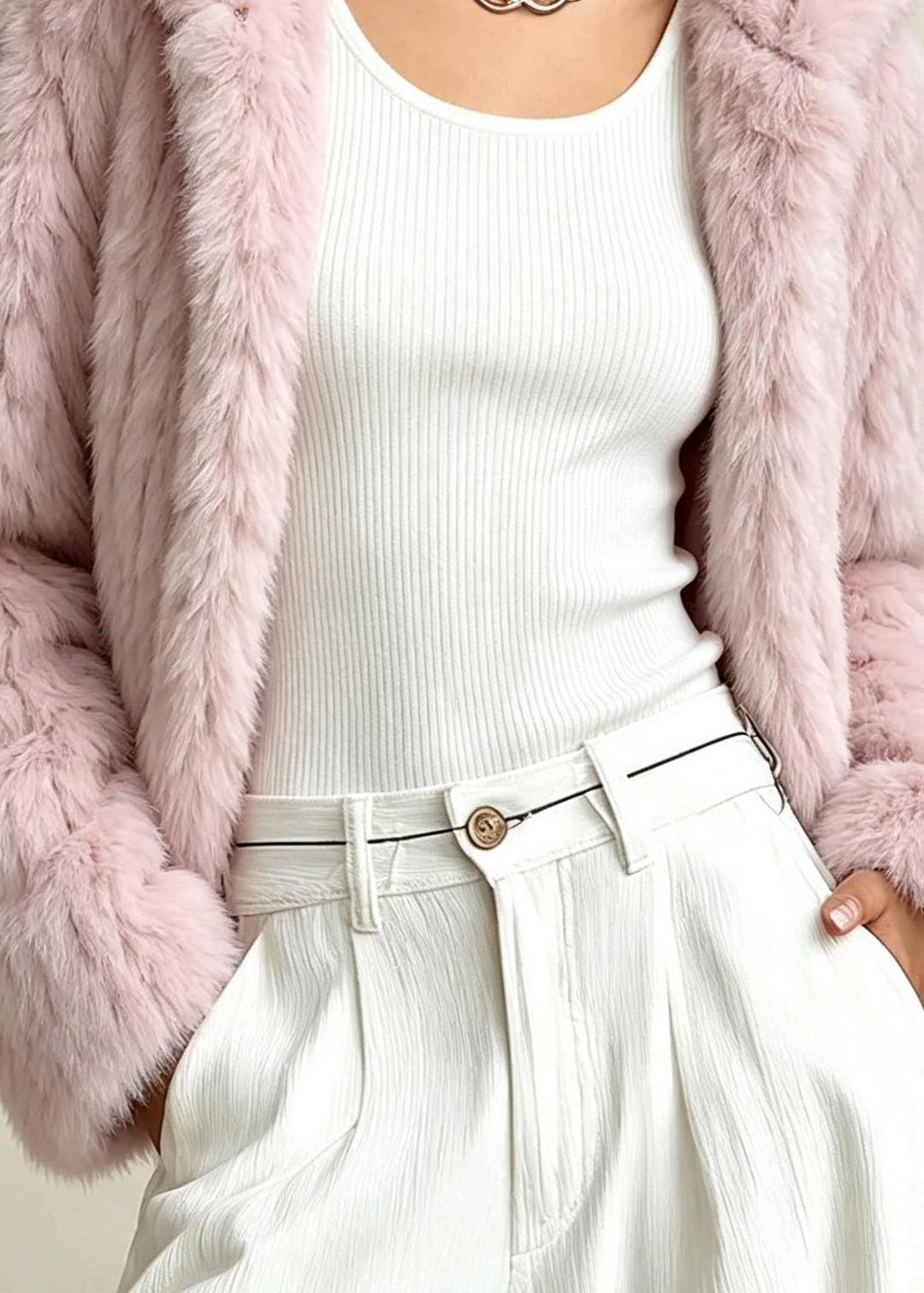 Fashion Pink Warm Thick Faux Fur Hooded Coat Winter