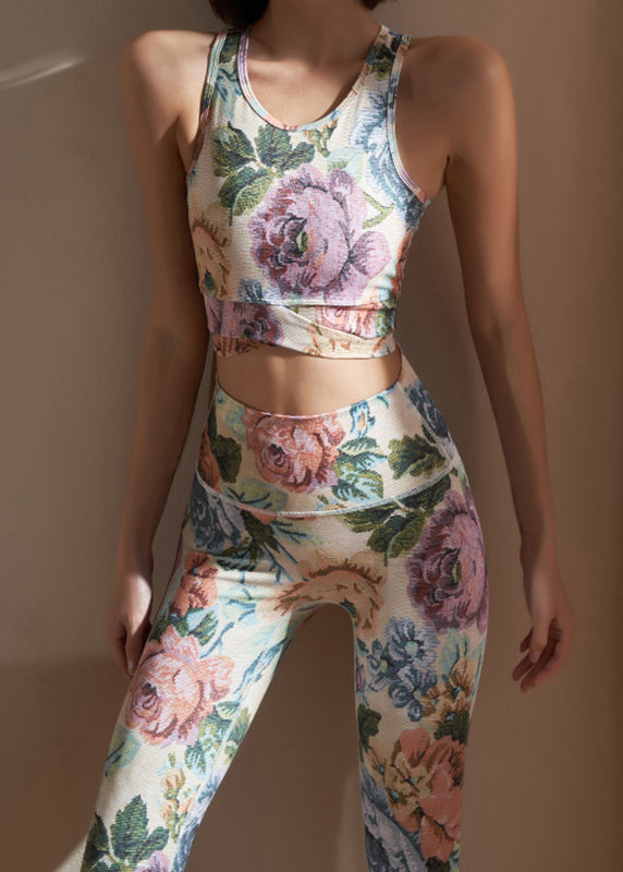 Fashion Print High Waist Sports Bra And Leggings Set Suit