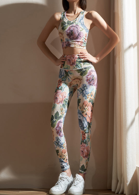 Fashion Print High Waist Sports Bra And Leggings Set Suit