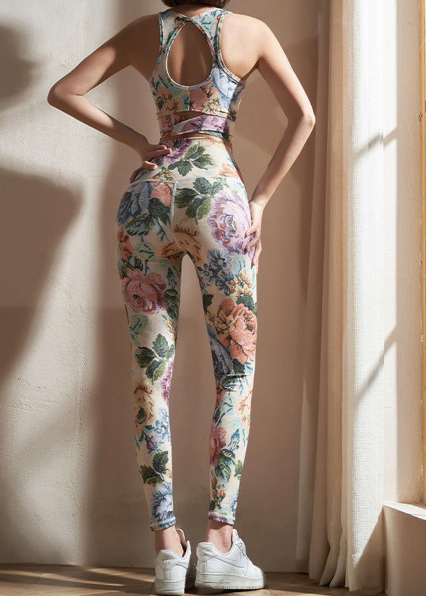 Fashion Print High Waist Sports Bra And Leggings Set Suit