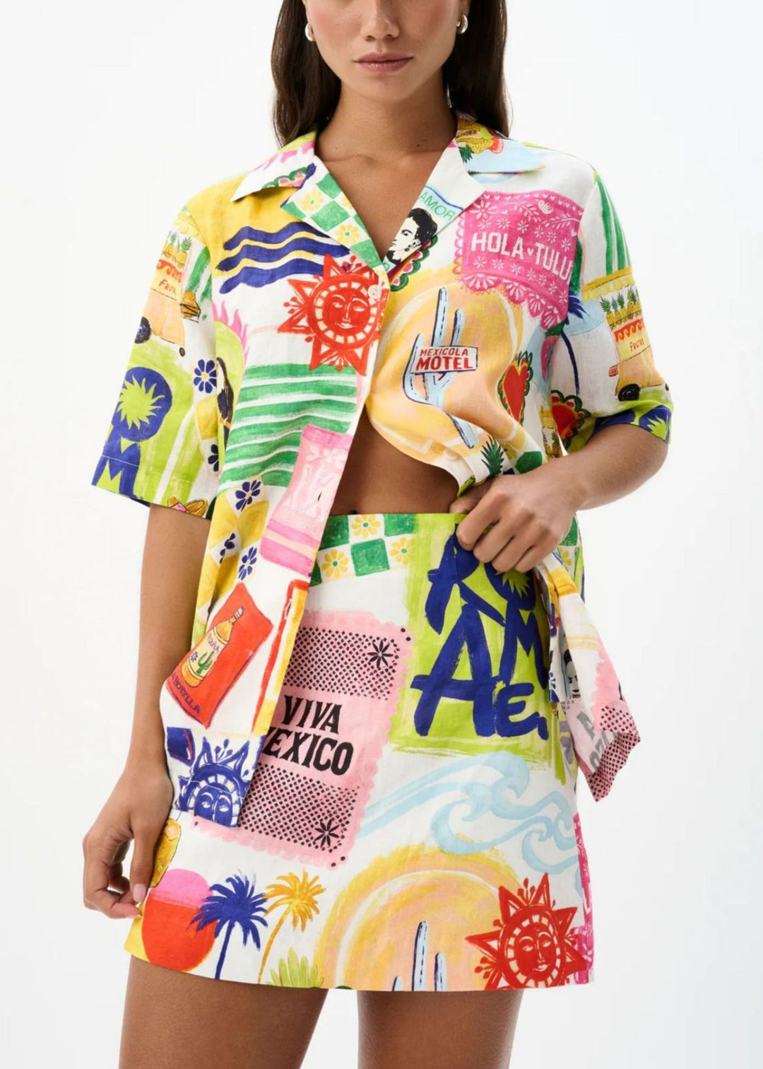 Fashion Print Shirts And Skirts Cotton Two Pieces Set Summer