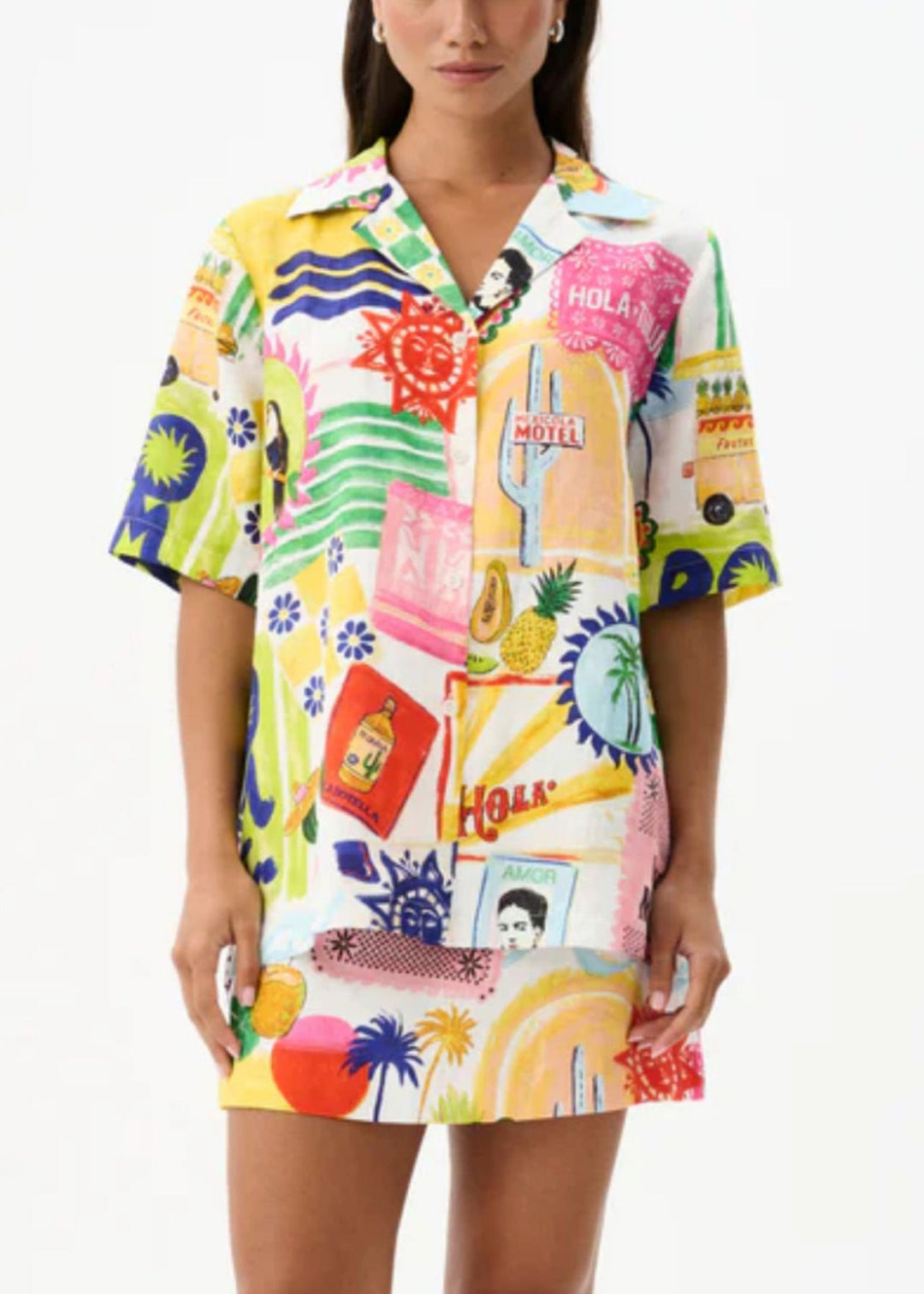 Fashion Print Shirts And Skirts Cotton Two Pieces Set Summer
