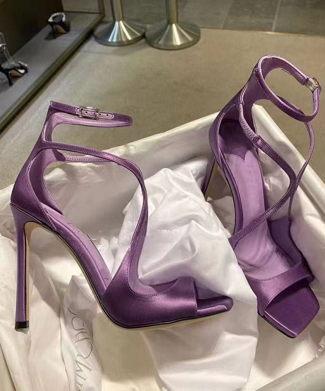 Fashion Purple Splicing Satin Stiletto Sandals Peep Toe