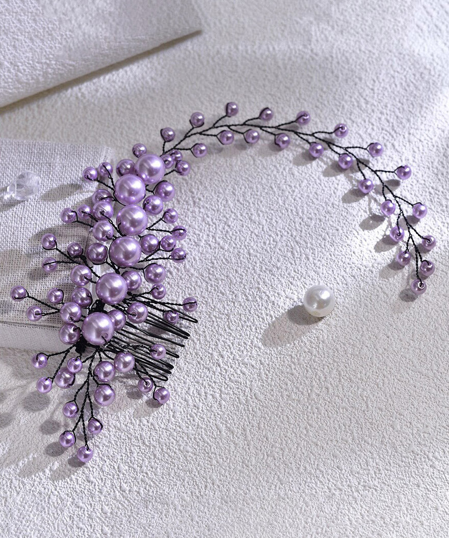 Fashion Purple Weave Pearl Beading HairPiece