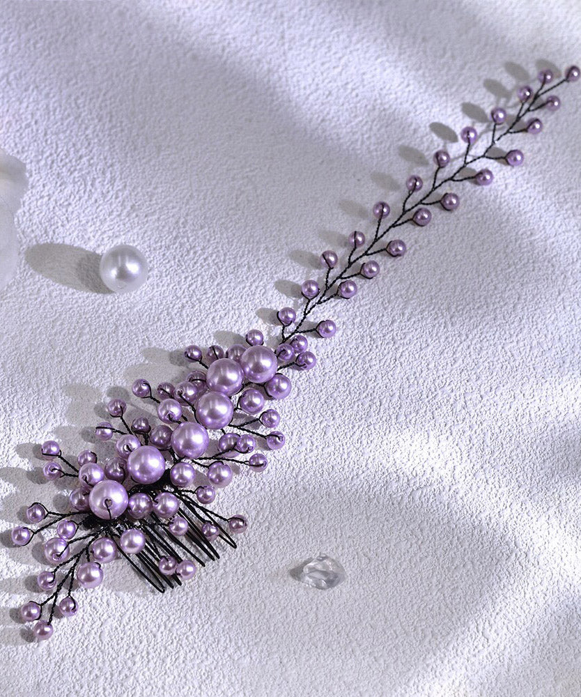 Fashion Purple Weave Pearl Beading HairPiece