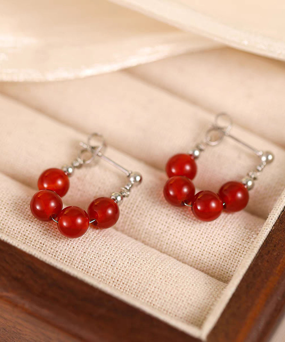 Fashion Red Copper Overgild Pomegranate Garnet Hoop Earrings