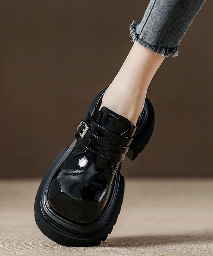 Fashion Red Loafer Shoes Platform Faux Leather