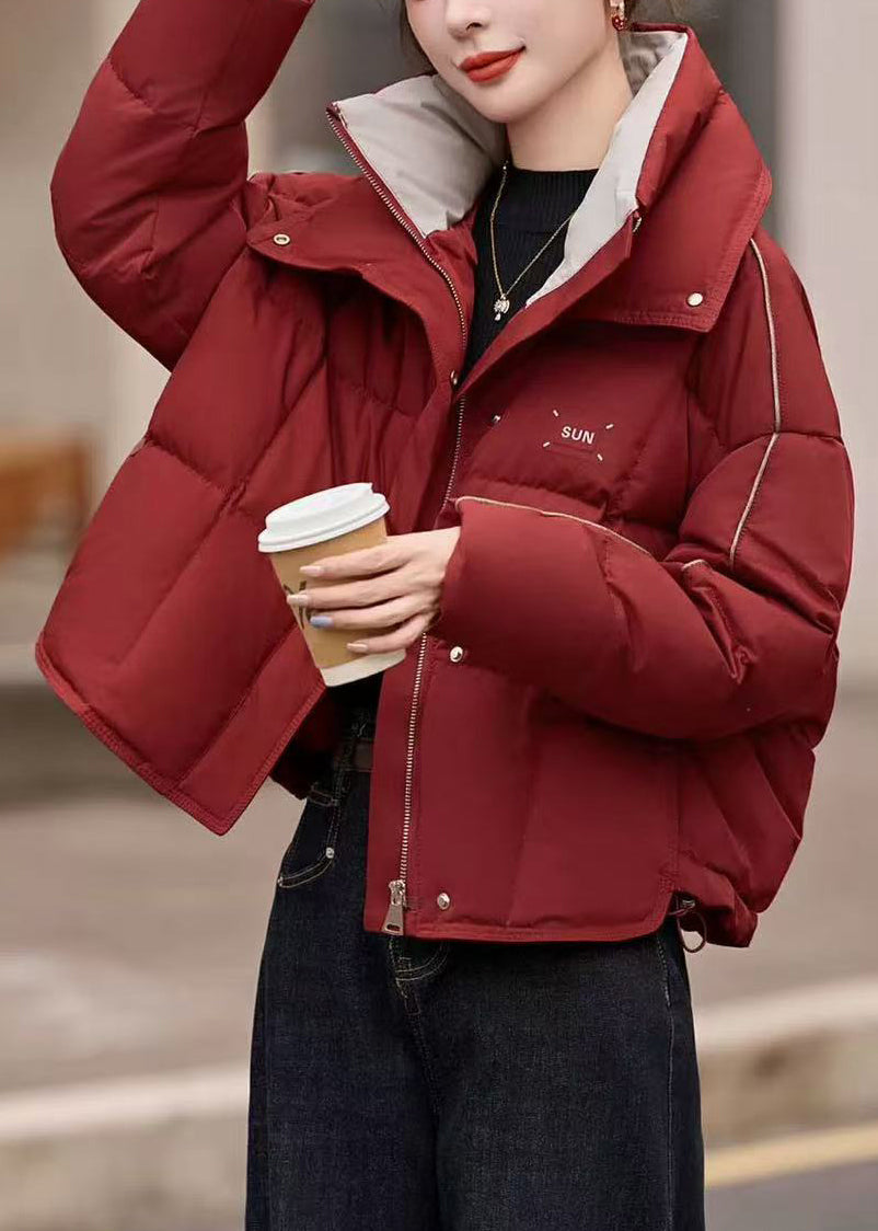 Fashion Red Oversized Warm Duck Down Puffer Coat Winter