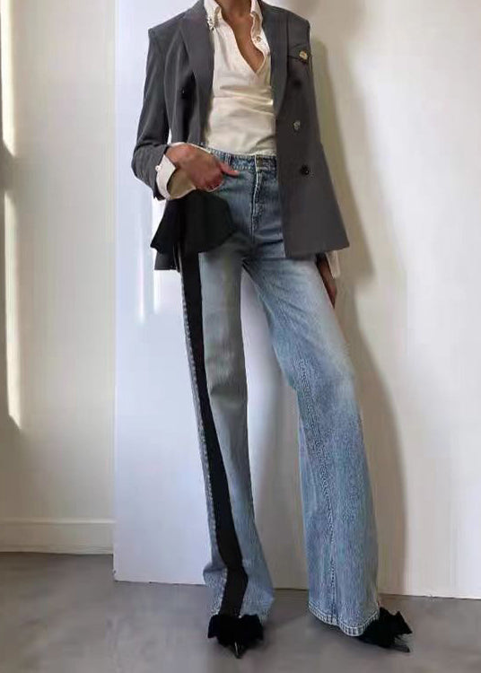 Fashion Red Pockets Bow Patchwork Denim Pants Fall