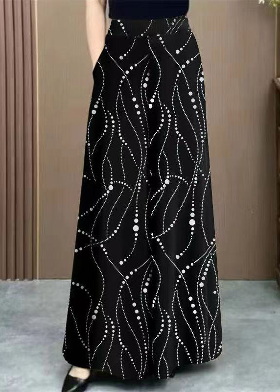 Fashion Red Print High Waist Draping Ice Silk Wide Leg Pants