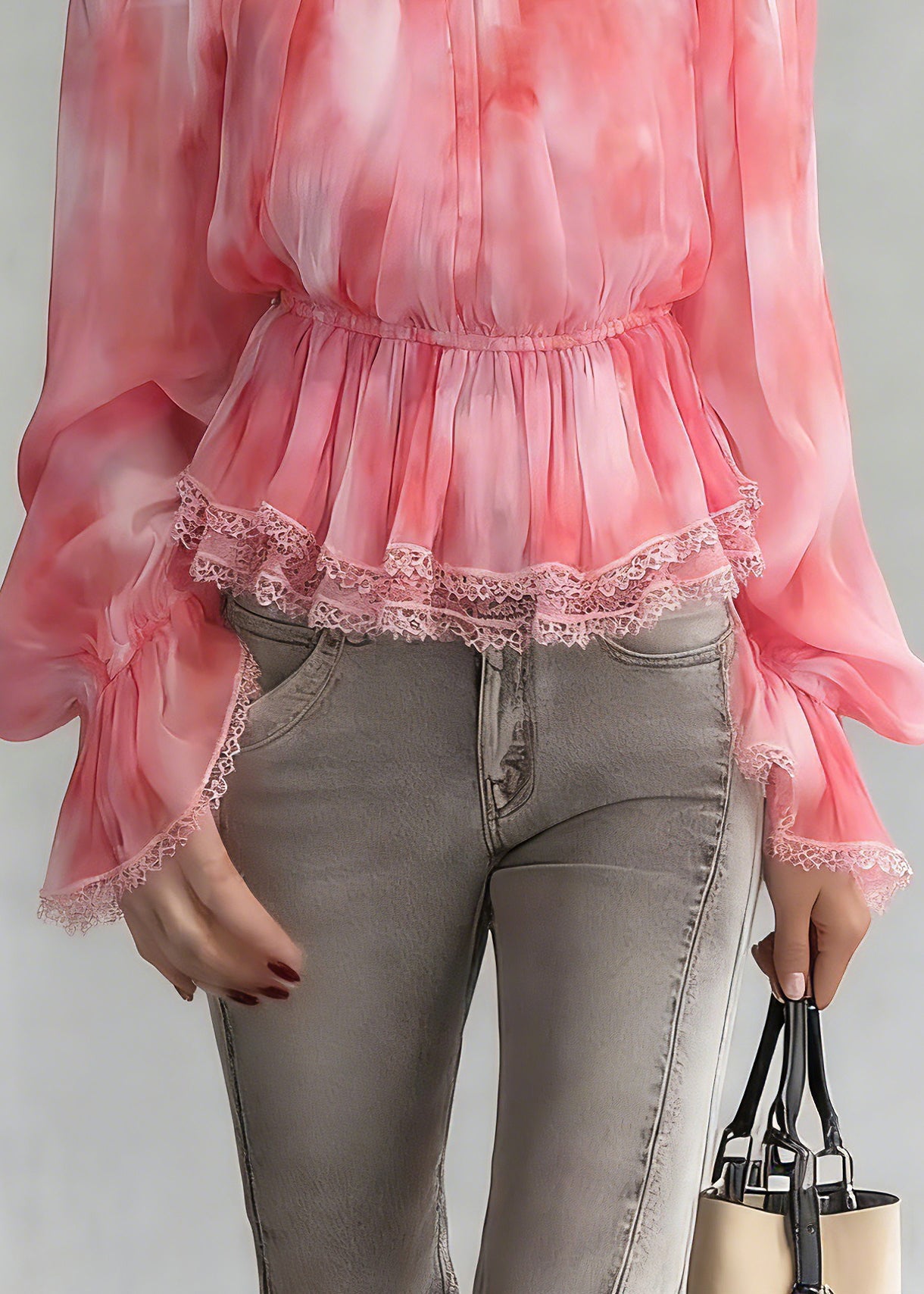 Fashion Red Slash Neck Patchwork Tunic Silk Shirts Spring - Omychic