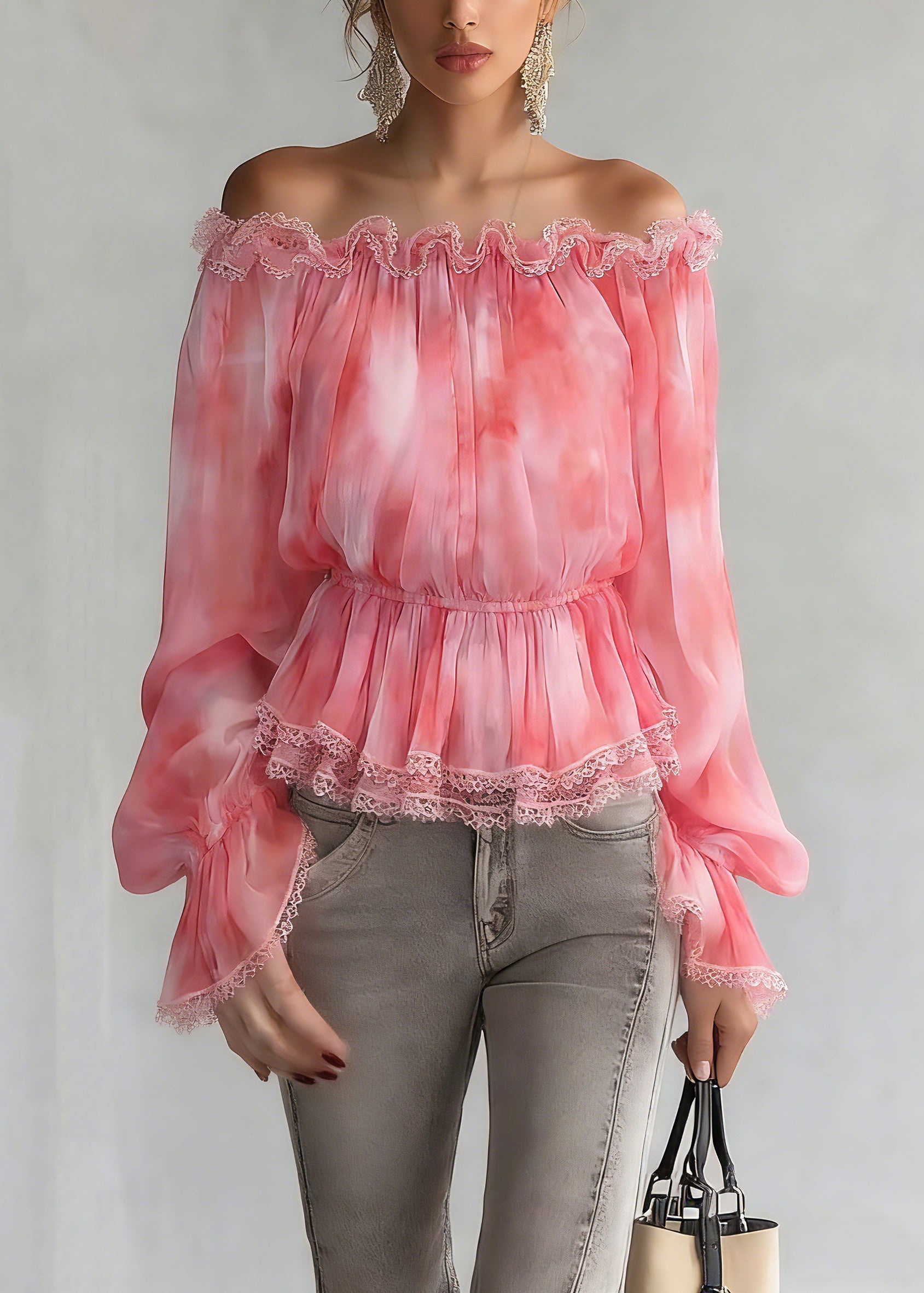 Fashion Red Slash Neck Patchwork Tunic Silk Shirts Spring - Omychic