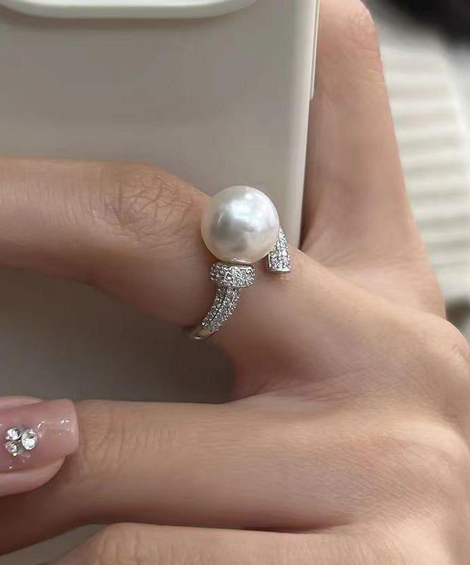 Fashion Rings Sterling Silver Zircon Pearl Rings