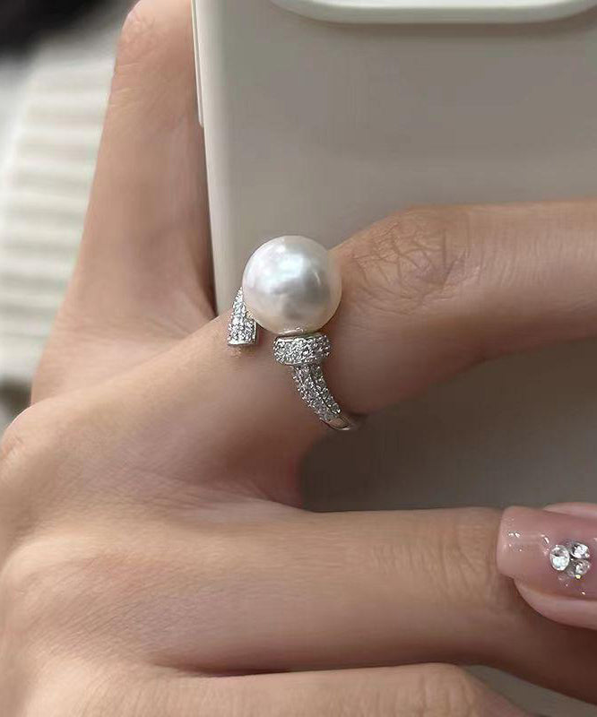 Fashion Rings Sterling Silver Zircon Pearl Rings