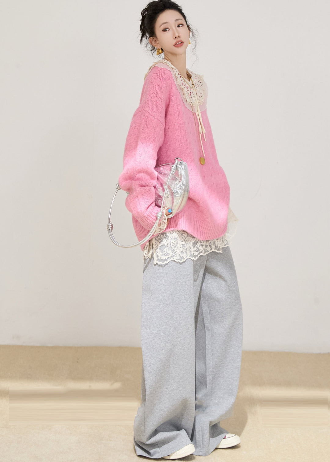 Fashion Rose Oversized Thick Knit Pullover Winter