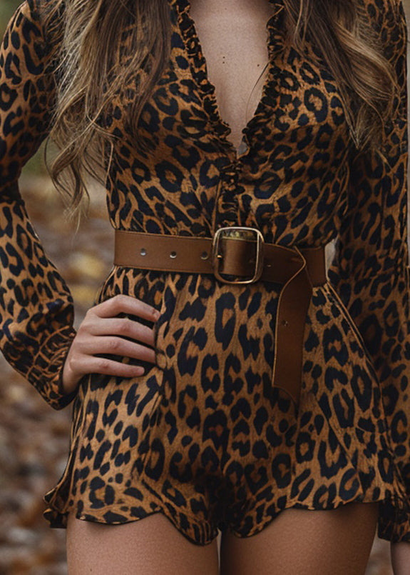 Fashion Ruffled Hollow Out Cotton Jumpsuits Long Sleeve