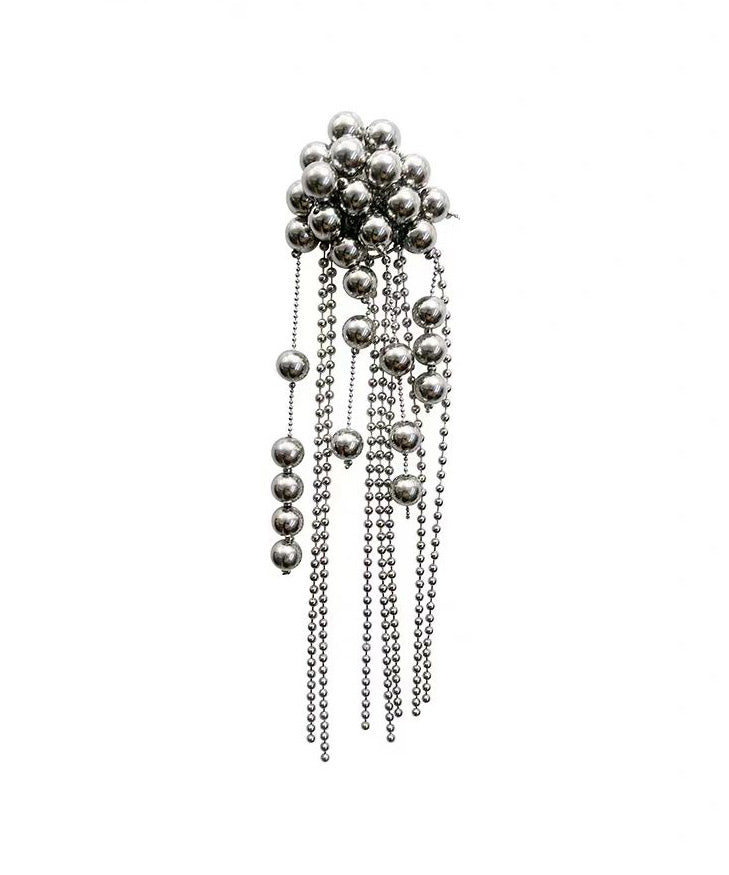 Fashion Silver Needle Single Piece Tassel Metal Ball Earrings