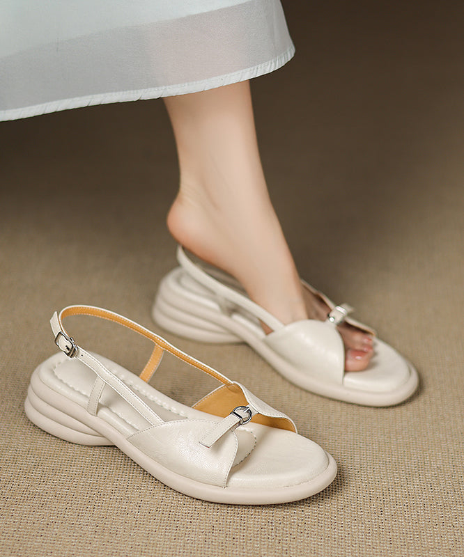 Fashion Splicing Chunky Sandals Pink Sheepskin Peep Toe