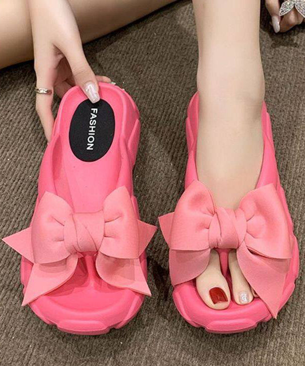 Fashion Splicing Flip Flops Sandals White Bow