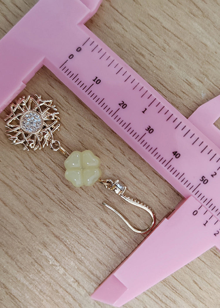 Fashion Sunflower Zircon 14K Gold Drop Earrings - Omychic