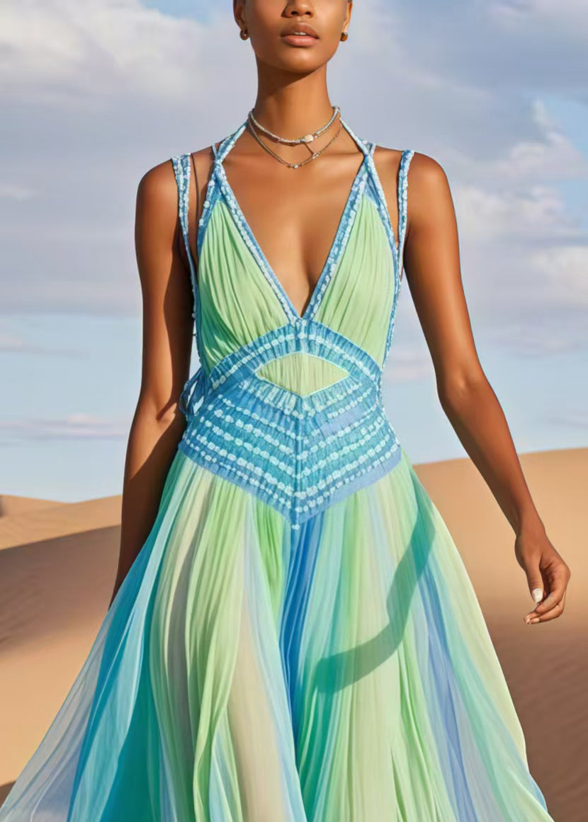 Fashion Tie Dye Exra Large Hem Chiffon Cami Dresses Summer