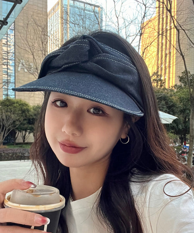Fashion Versatile Black Gray Bow Denim Hat