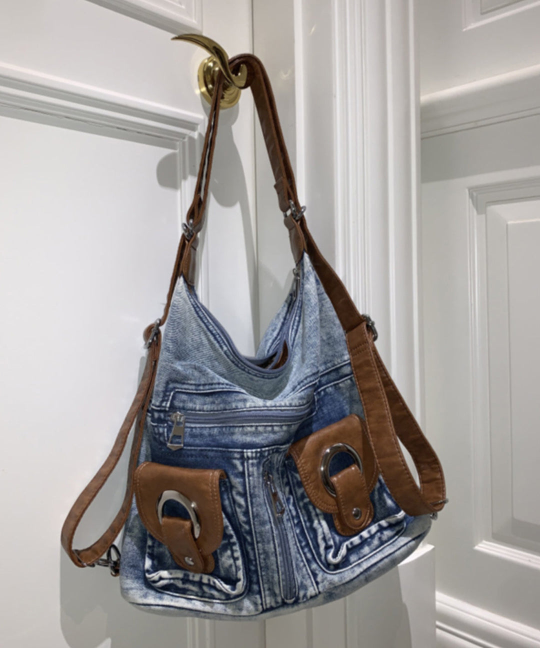 Fashion Versatile Blue Large Capacity Denim Satchel Bag Handbag