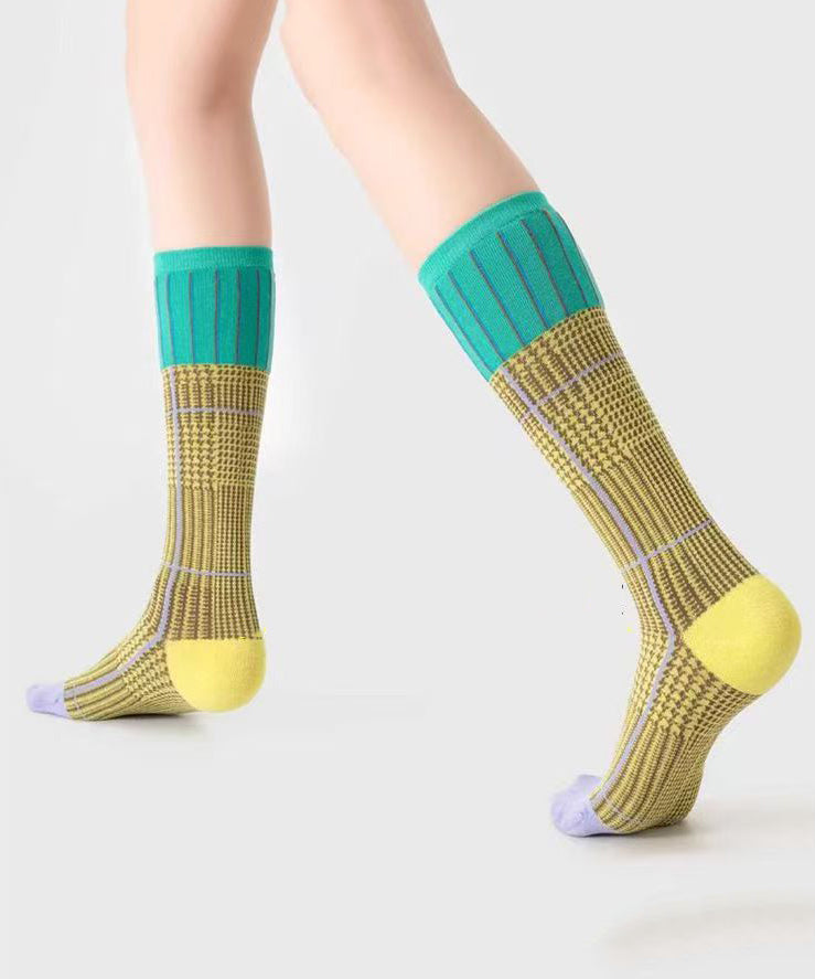 Fashion Versatile Gradient Striped Cotton Mid Calf Socks