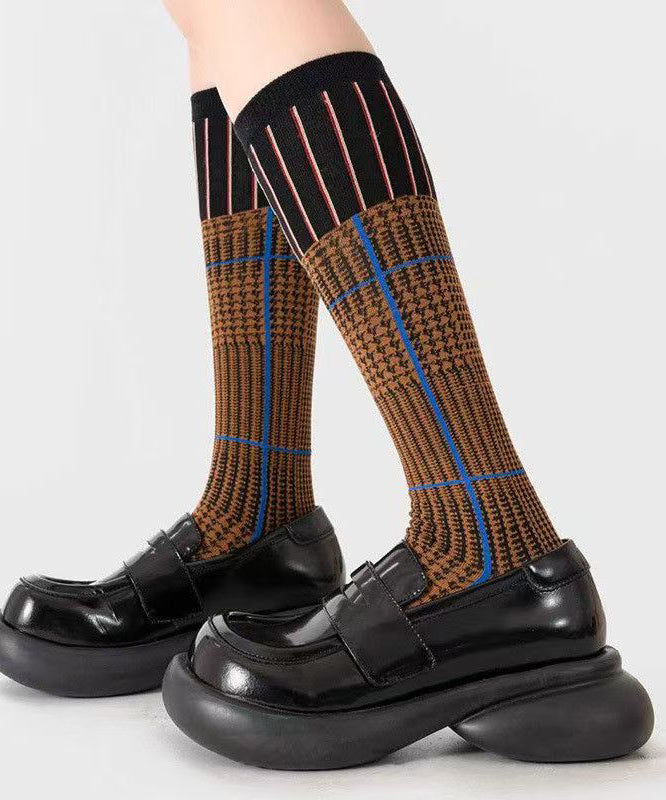 Fashion Versatile Gradient Striped Cotton Mid Calf Socks