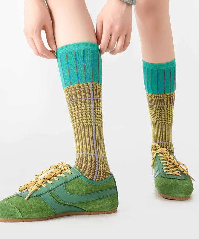 Fashion Versatile Gradient Striped Cotton Mid Calf Socks
