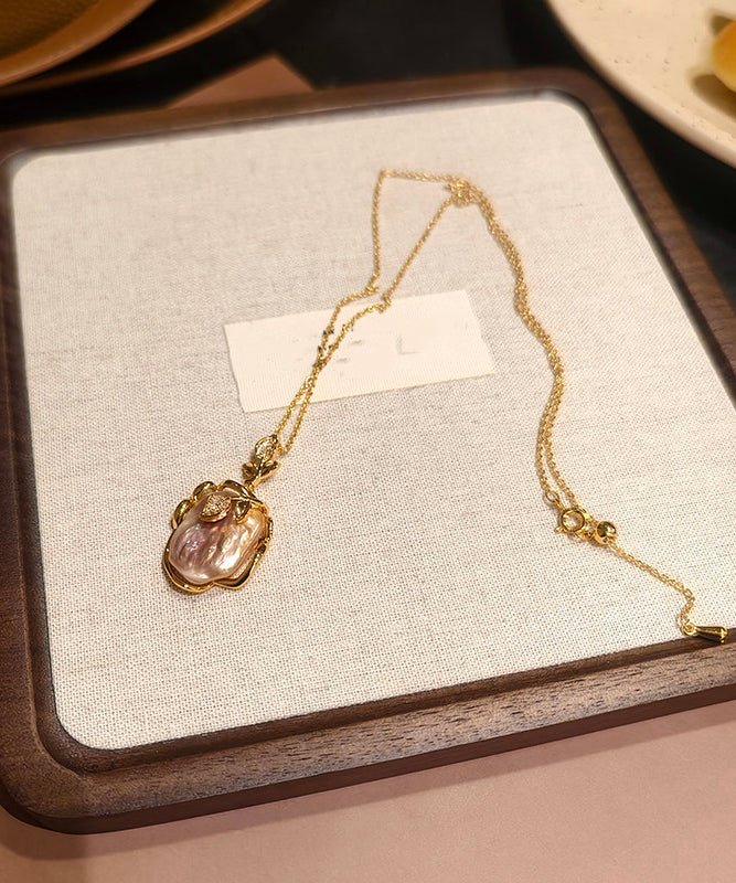 Fashion White Copper Overgild Pearl Branch Pendant Necklace