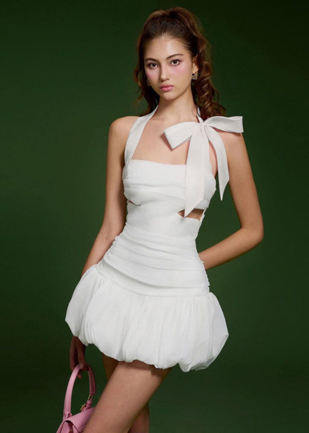 Fashion White Halter Hollow Out Tulle Party Dress Summer