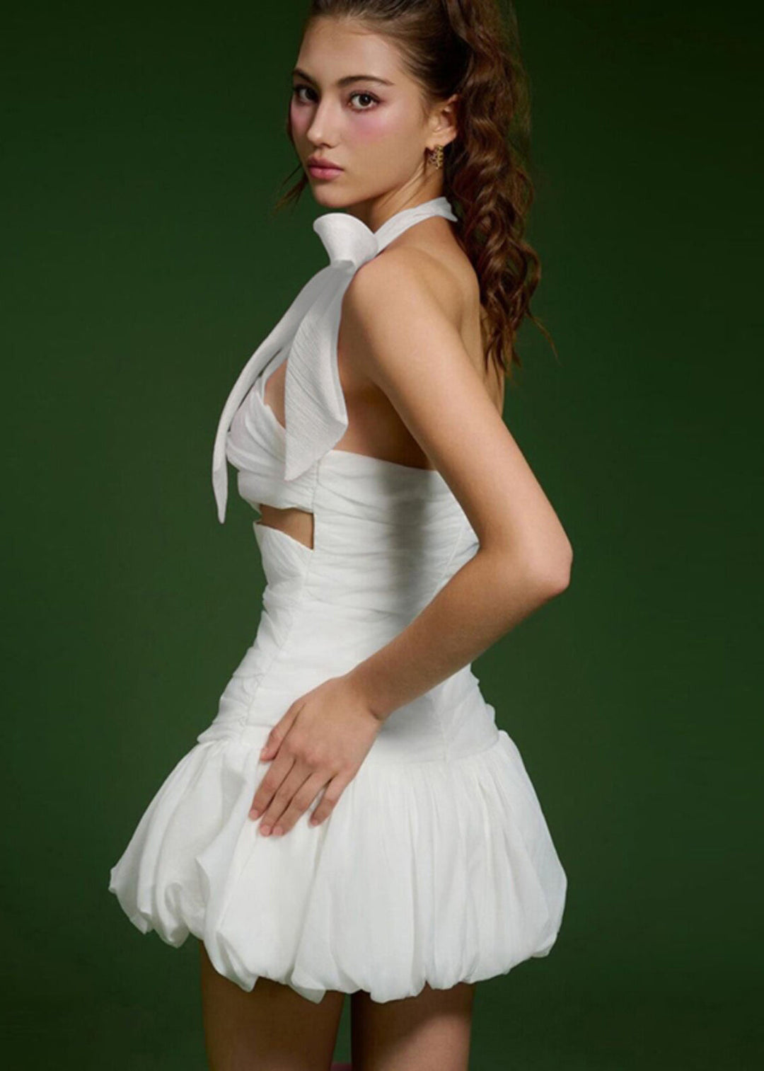 Fashion White Halter Hollow Out Tulle Party Dress Summer