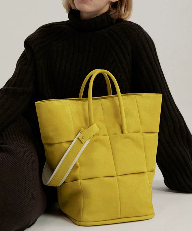 Fashion Yellow Suede Large Capacity Bucket Bag