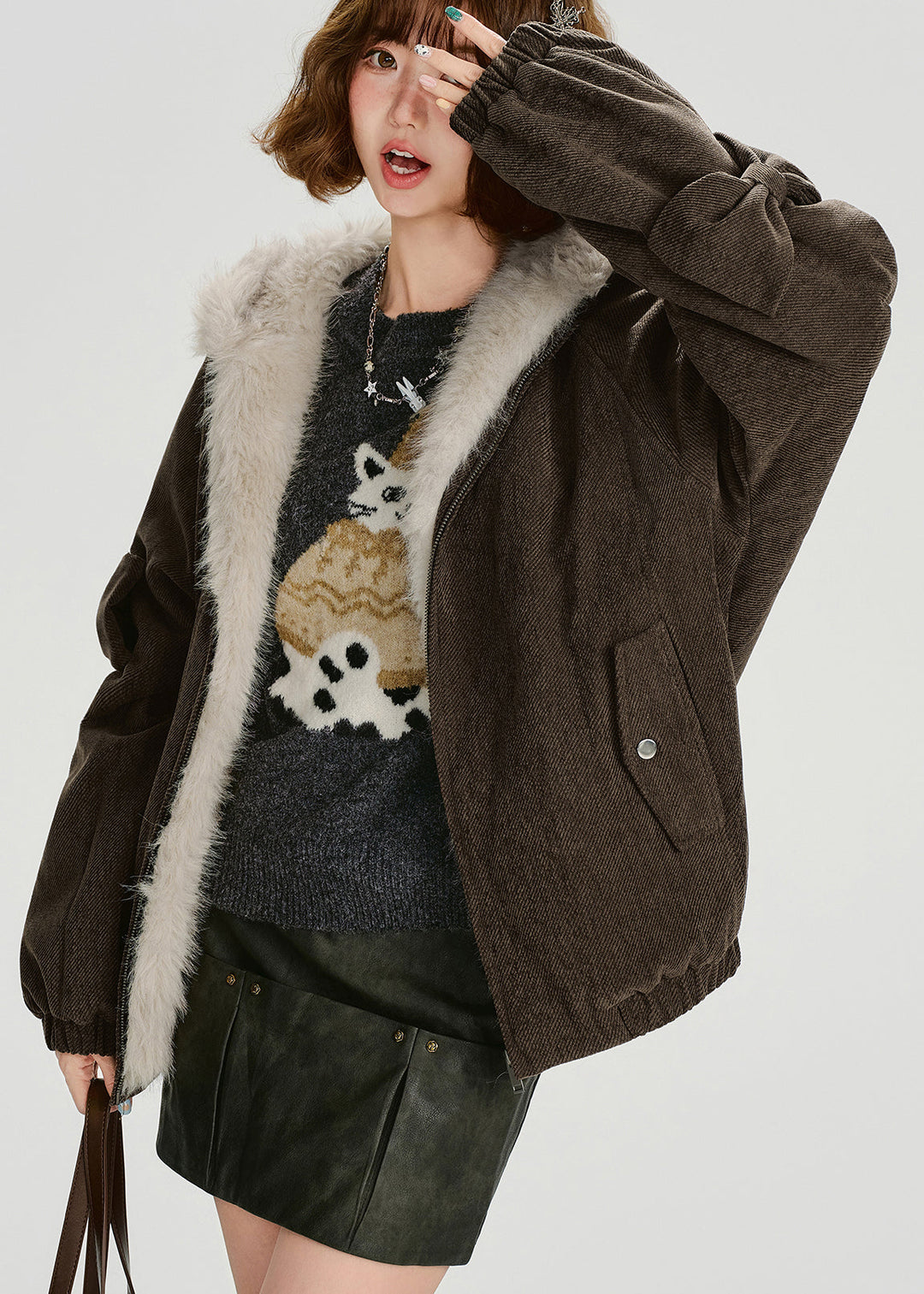 Fashion Zip Up Thick Warm Fleece Hoodie Coat Winter