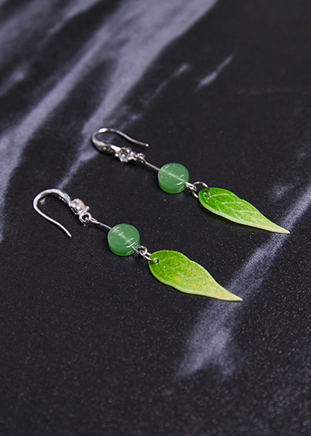 Fashion Zircon Green Leaf Acrylic Drop Earrings - Omychic